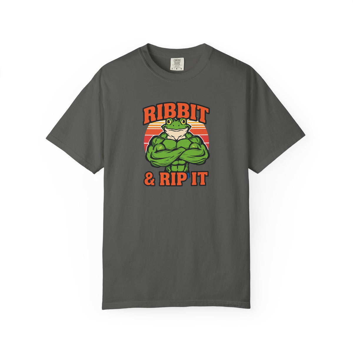 Unisex Garment-Dyed T-shirt,Bodybuilder frog flexing.