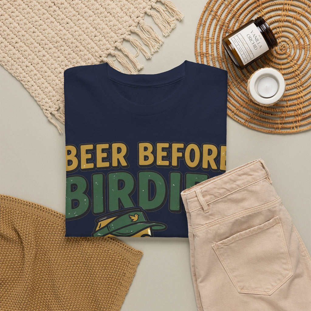 Unisex Heavy Cotton Tee, Beer Before Birdies Shirt, Funny Golfing T-Shirt, Beer Lover Gift for Golfers