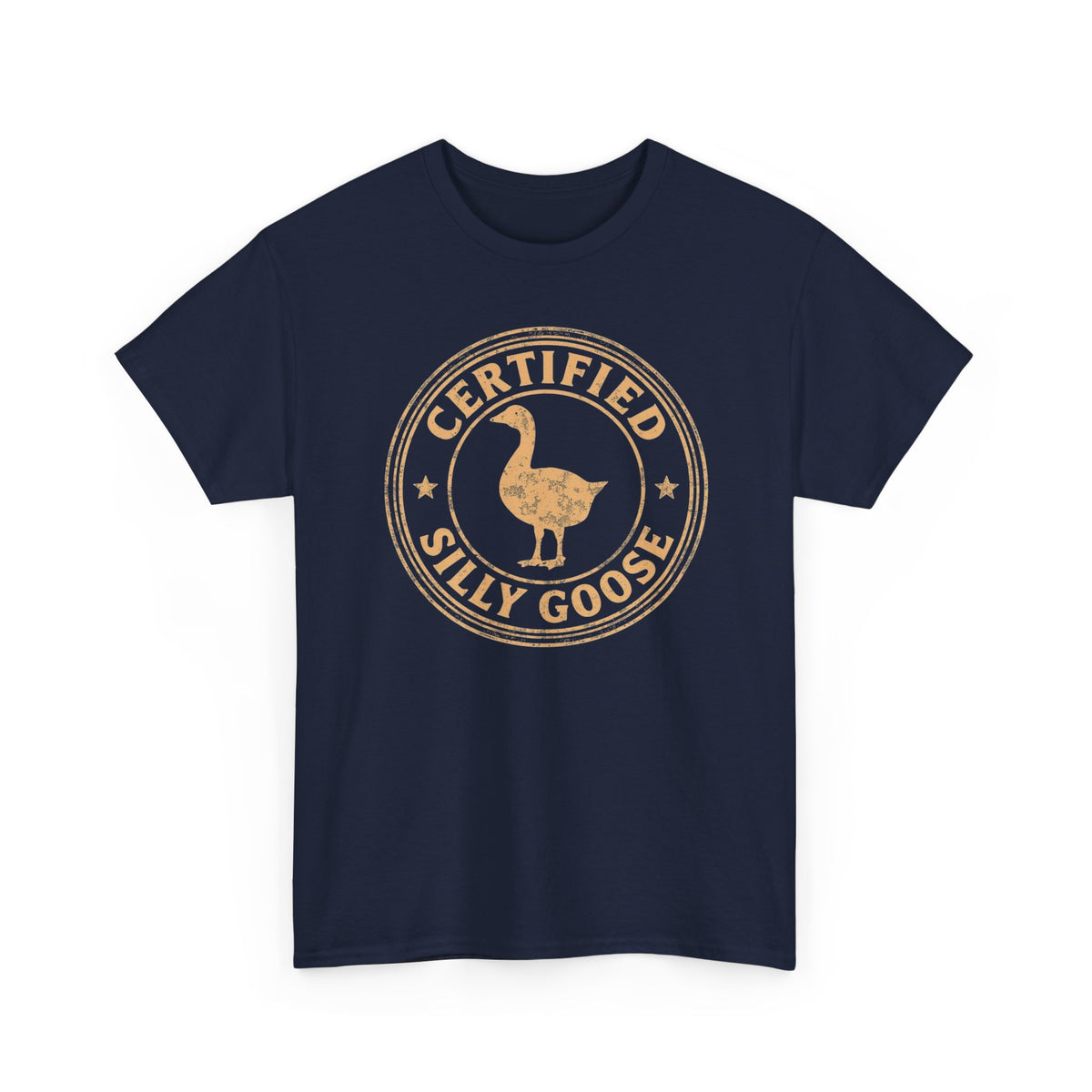 Unisex Heavy Cotton Tee, Certified Silly Goose Shirt, Funny Badge Tee, Goose Humor Shirt, Retro Stamp Design Shirt, Gift Idea