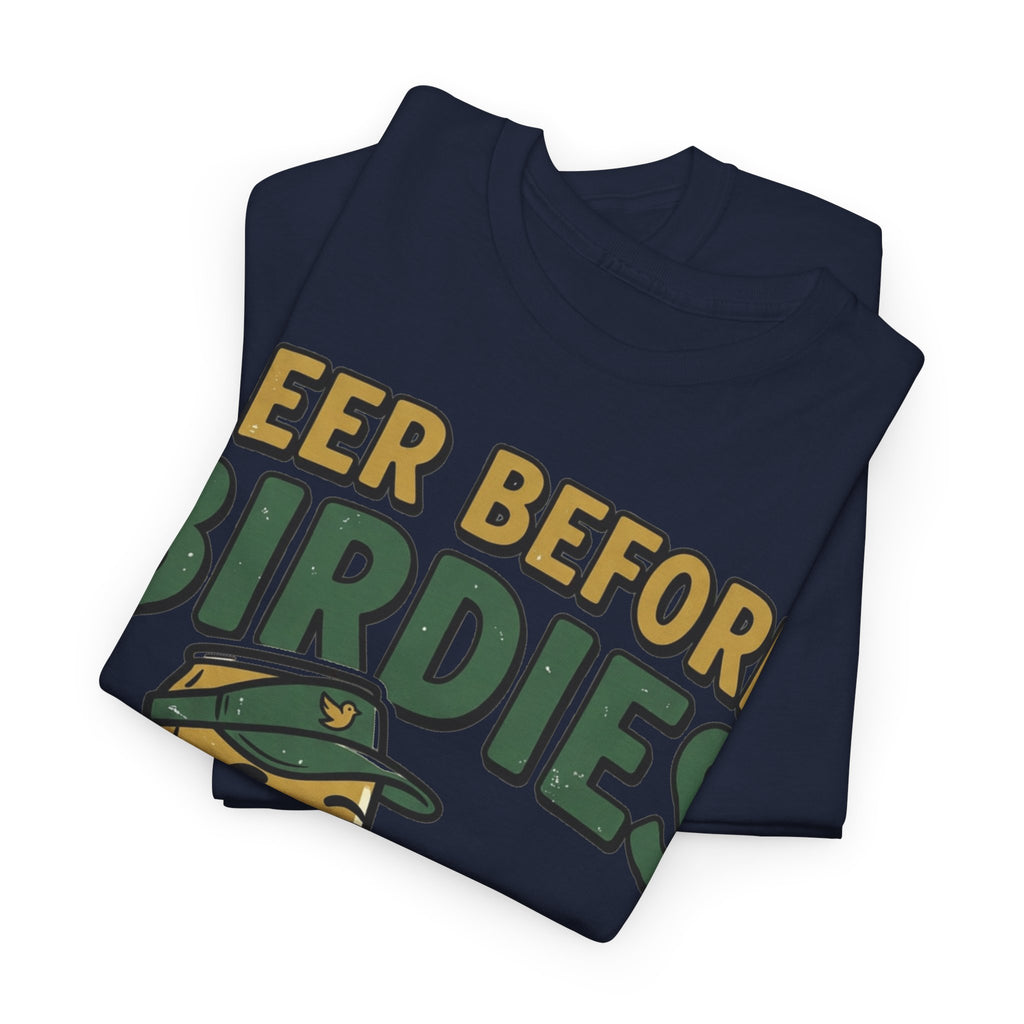 Unisex Heavy Cotton Tee, Beer Before Birdies Shirt, Funny Golfing T-Shirt, Beer Lover Gift for Golfers
