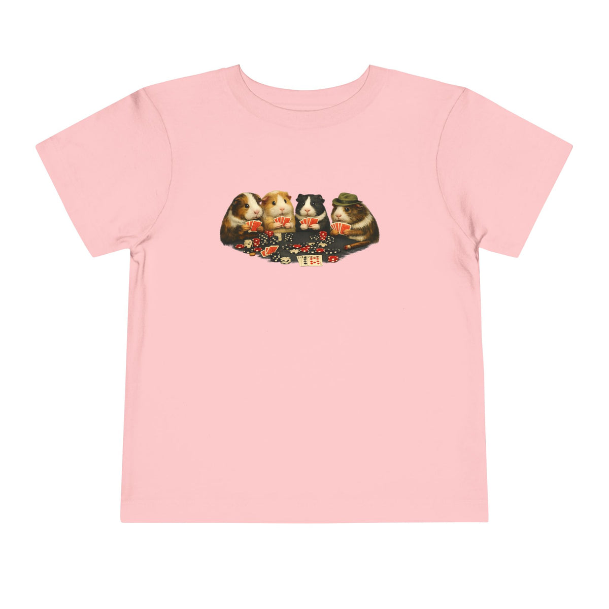 Toddler Short Sleeve Tee,Guinea Pig Meme Shirt, Animals Playing Cards Graphic Tee Funny Pet Lover Shirt, Guinea Pigs Playing Poker Design