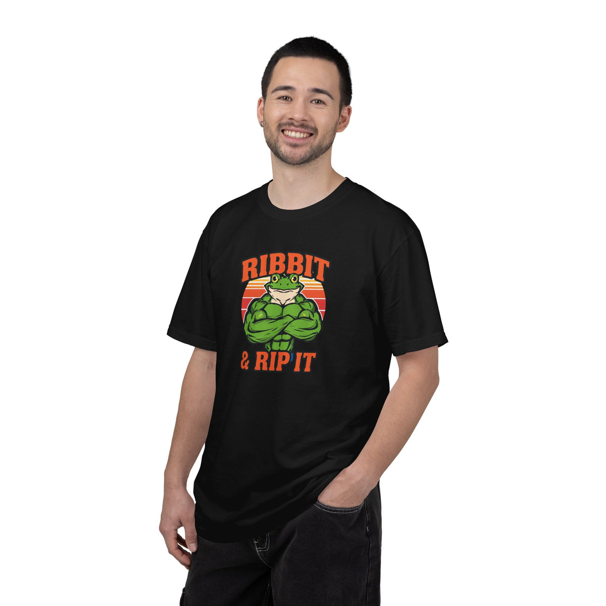 Unisex Garment-Dyed T-shirt,Bodybuilder frog flexing.