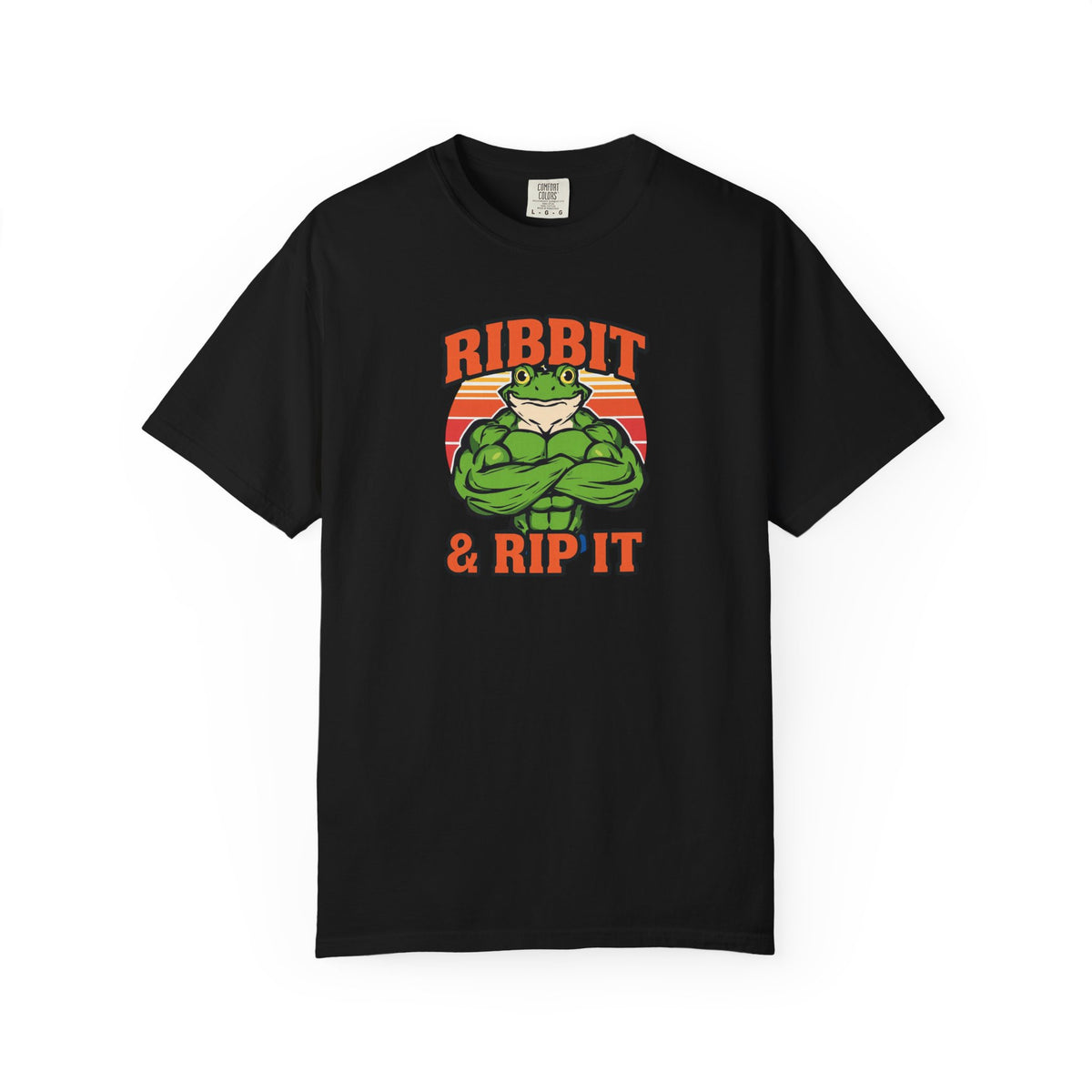 Unisex Garment-Dyed T-shirt,Bodybuilder frog flexing.