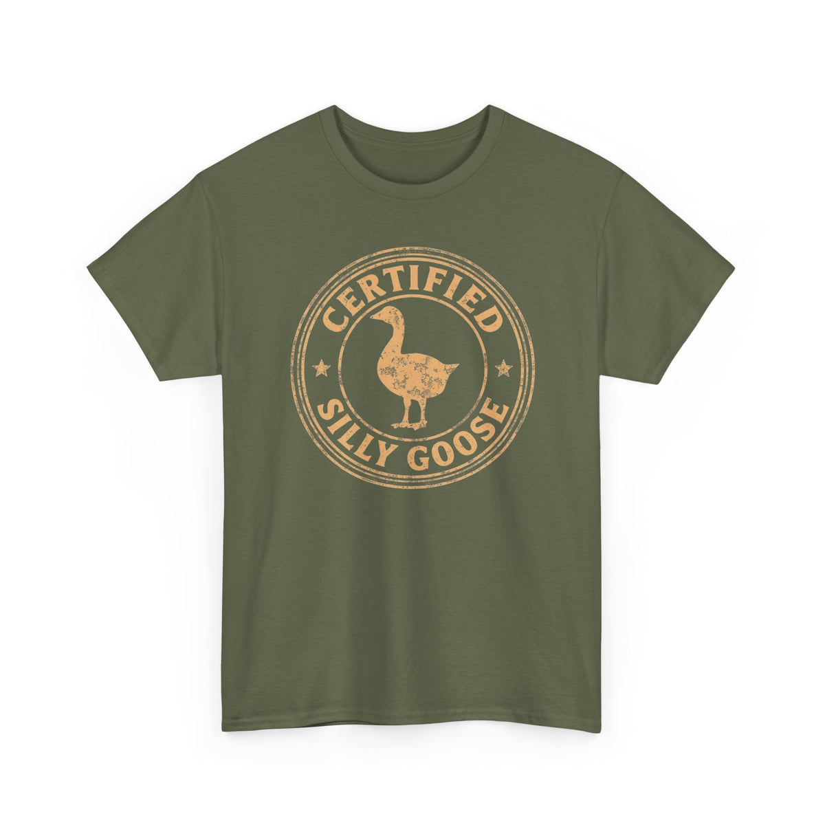 Unisex Heavy Cotton Tee, Certified Silly Goose Shirt, Funny Badge Tee, Goose Humor Shirt, Retro Stamp Design Shirt, Gift Idea