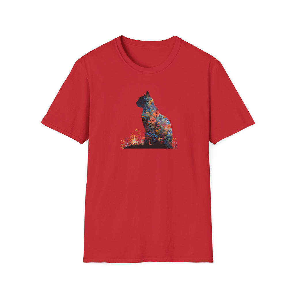 Unisex Softstyle T-Shirt, Floweral Cat