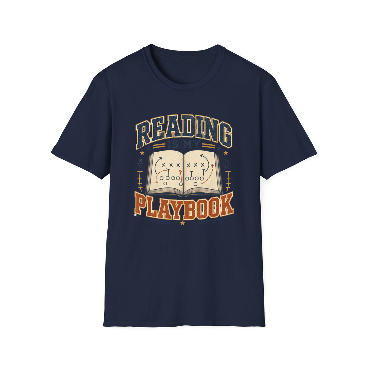 Unisex Softstyle T-Shirt, Reading Is My Playbook Shirt, Varsity Book Lover Tee, Football Coach and Reader Gift