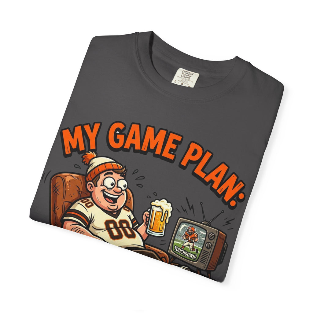 Unisex Garment-Dyed T-shirt, Funny Beer Football Shirt, My Game Plan Beer in Hand Tee, Football Watching Shirt, Funny Game Day Gift, Tailgate Apparel
