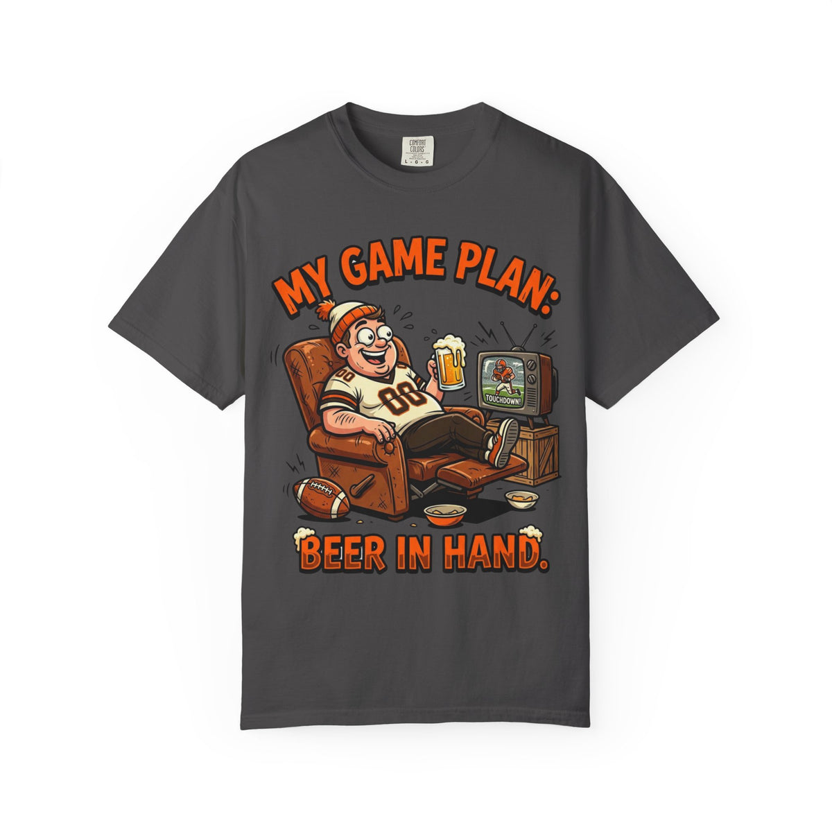 Unisex Garment-Dyed T-shirt, Funny Beer Football Shirt, My Game Plan Beer in Hand Tee, Football Watching Shirt, Funny Game Day Gift, Tailgate Apparel