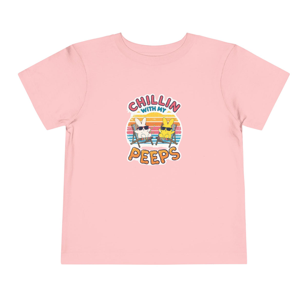 Toddler Short Sleeve Tee,Chillin With My Peeps Shirt, Funny Easter Bunny Shirt, Retro Easter Shirt