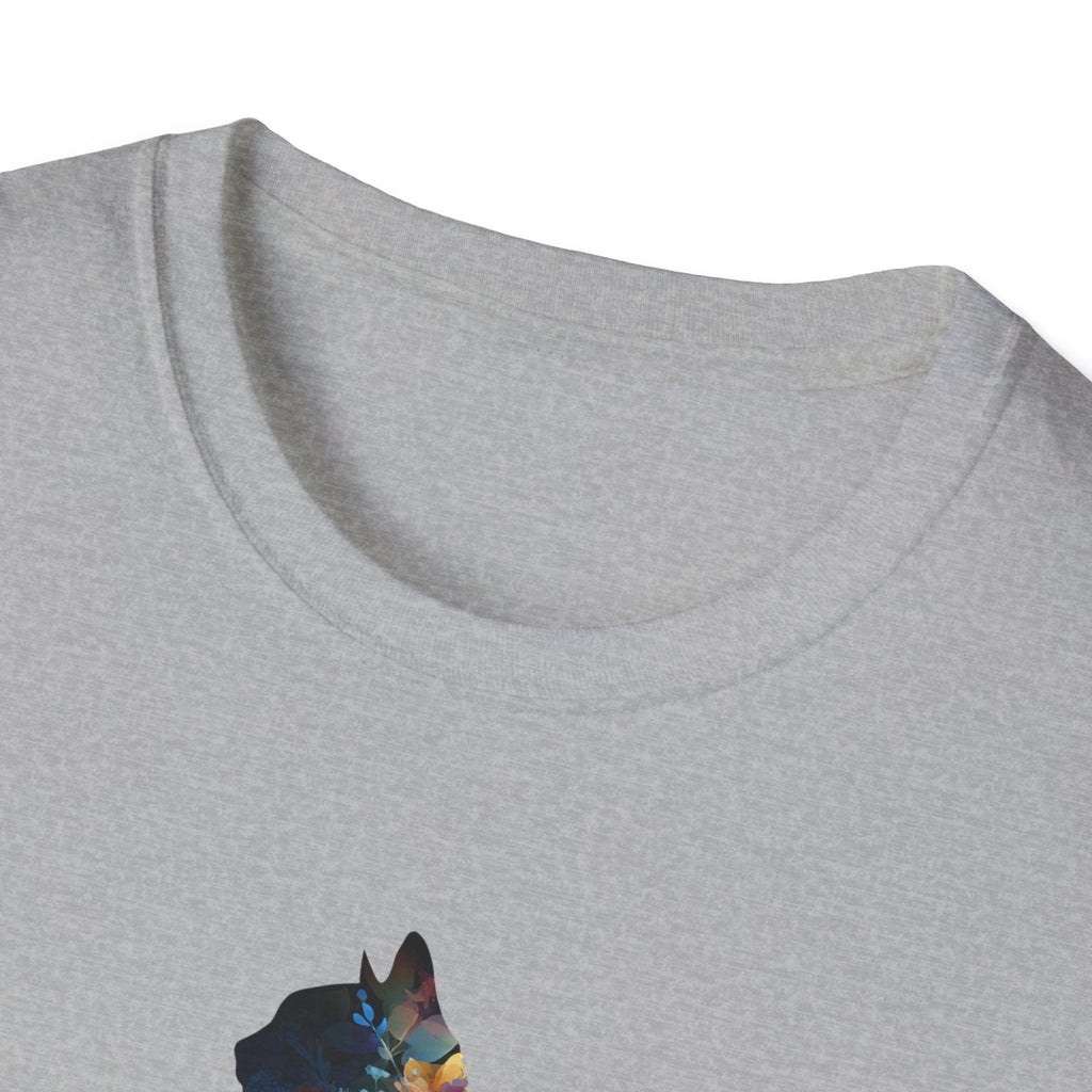 Unisex Softstyle T-Shirt, Floweral Cat