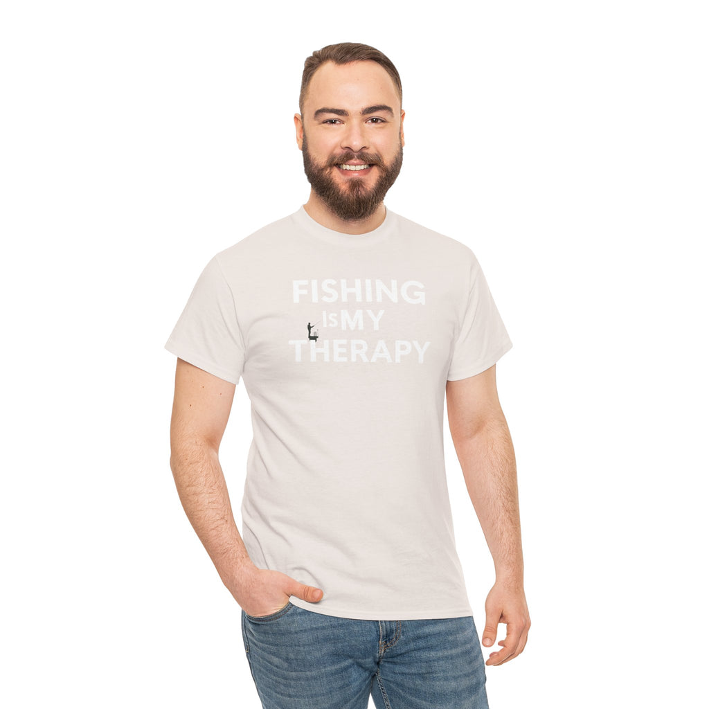 Unisex Heavy Cotton Tee, fishing is my  therapy