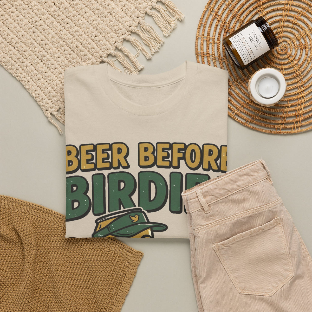 Unisex Heavy Cotton Tee, Beer Before Birdies Shirt, Funny Golfing T-Shirt, Beer Lover Gift for Golfers