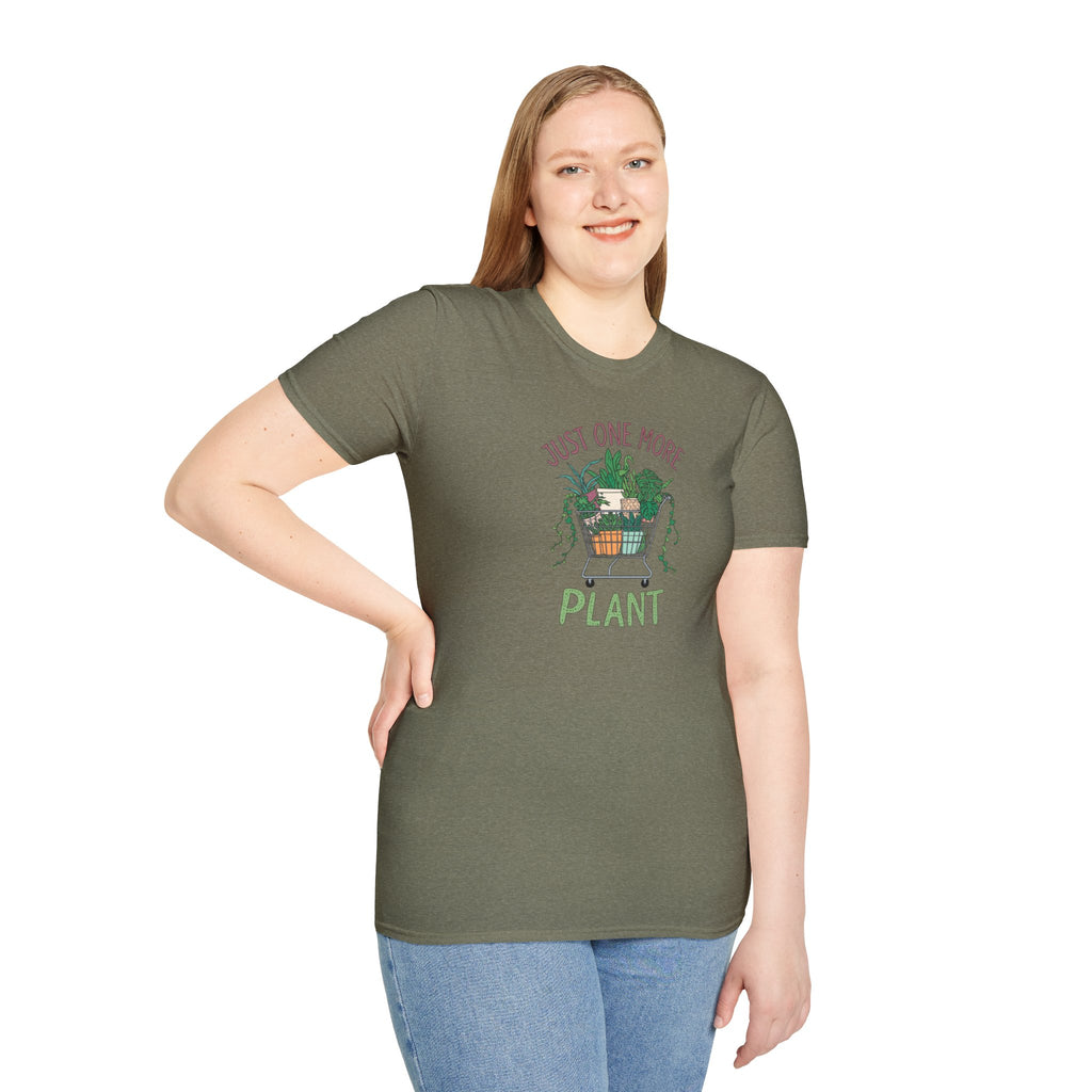 Unisex Softstyle T-Shirt, Just One More Plant Shirt, Plant Addiction Tee, Funny Garden Shirt, Plant Mom Gift, Spring Plant Lover T-Shirt