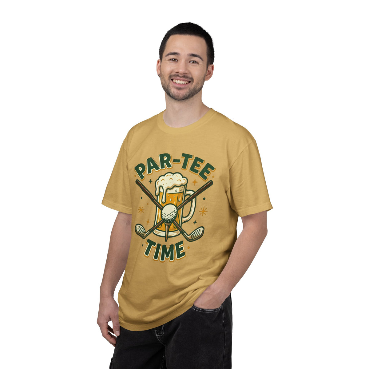 Unisex Garment-Dyed T-shirt, unny Par-Tee Time Golf Beer Shirt, Golf Lover Gift, Drinking and Golfing T-Shirt