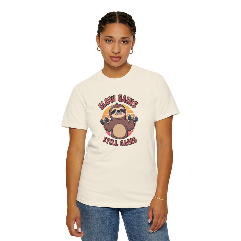 Unisex Garment-Dyed T-shirt, sloth workout