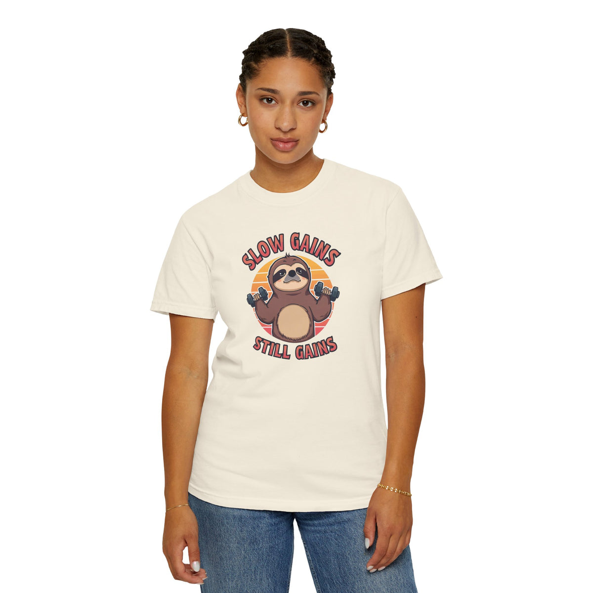 Unisex Garment-Dyed T-shirt, sloth workout