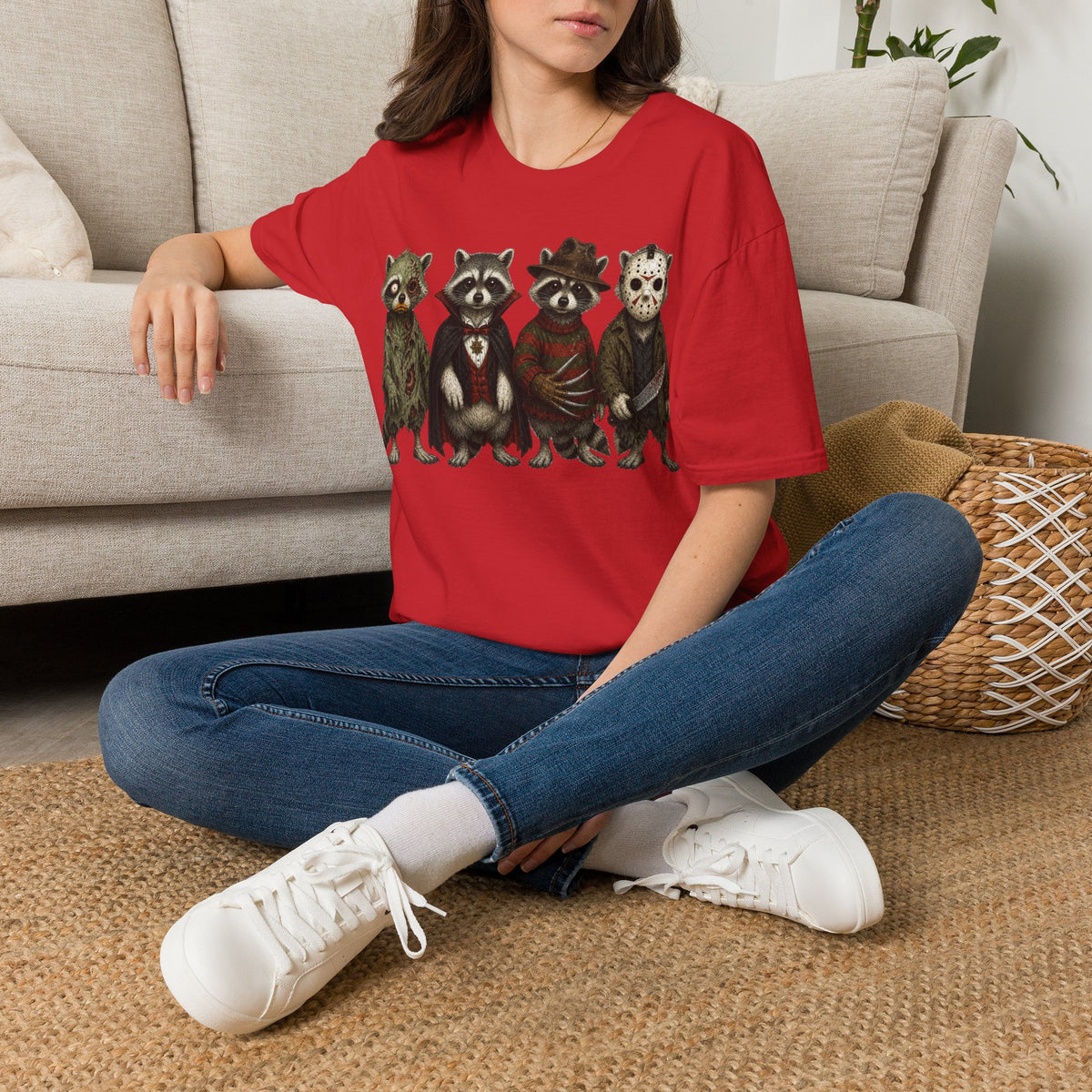 Unisex Softstyle T-Shirt, raccoon halloween