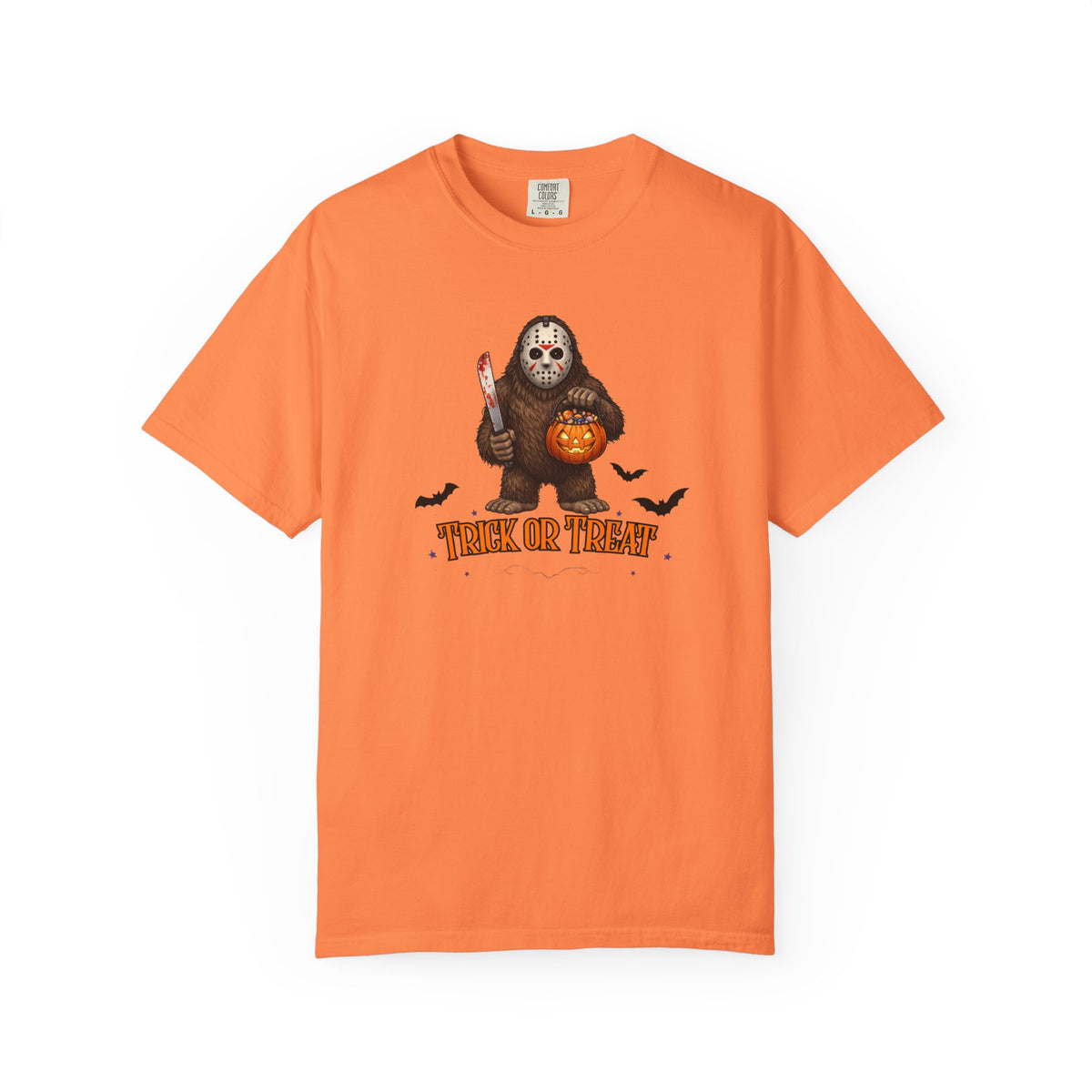 Unisex Garment-Dyed T-shirt, big foot wearing Jason mask