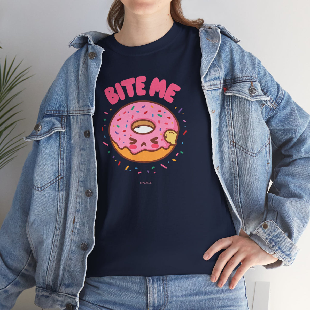 Unisex Heavy Cotton Tee,Bite Me Donut Shirt, Funny Food Tee, Cute Kawaii Donut T-Shirt, Sweet Humor Shirt, Bakery Lover Gift