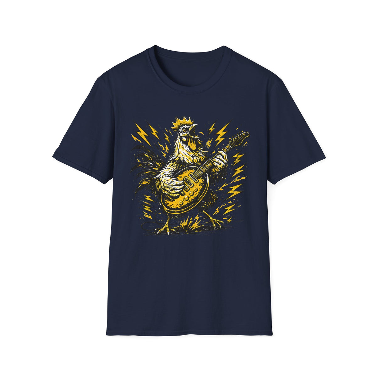 Unisex Softstyle T-Shirt, rooster playing guitar