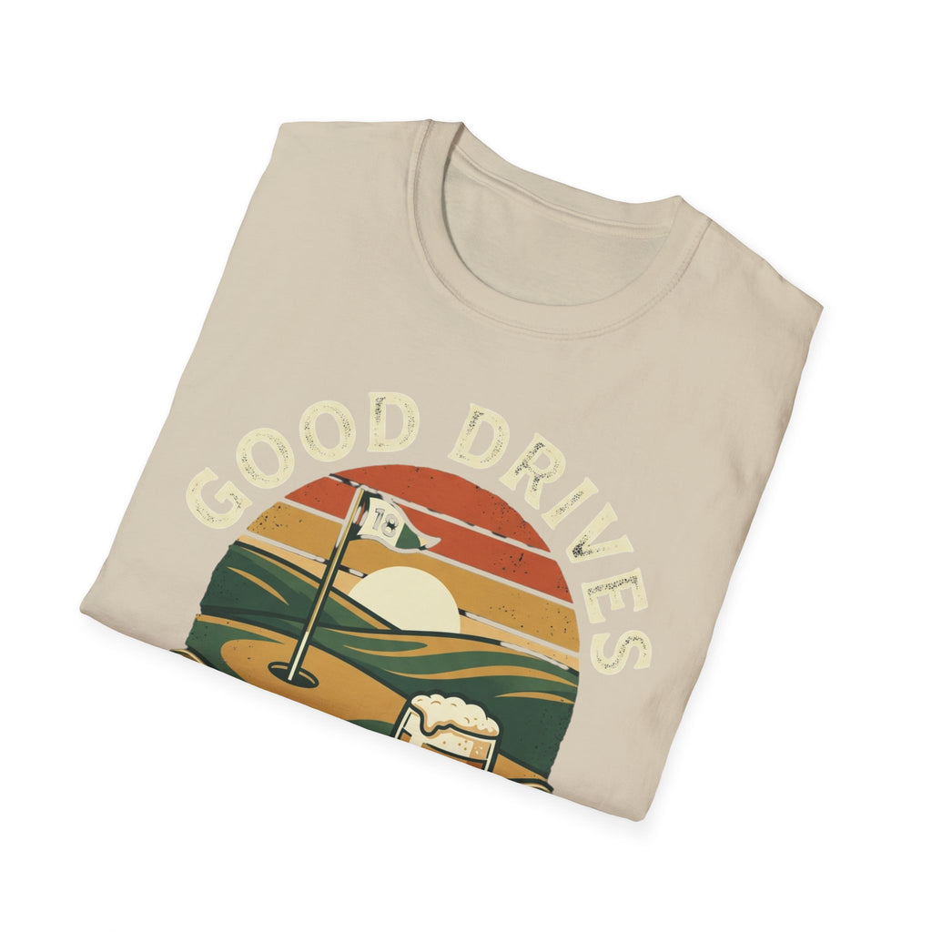 Unisex Softstyle T-Shirt, Good Drives and Cold Pints Shirt, Vintage Golf Beer T-Shirt, Golf Trip Gift