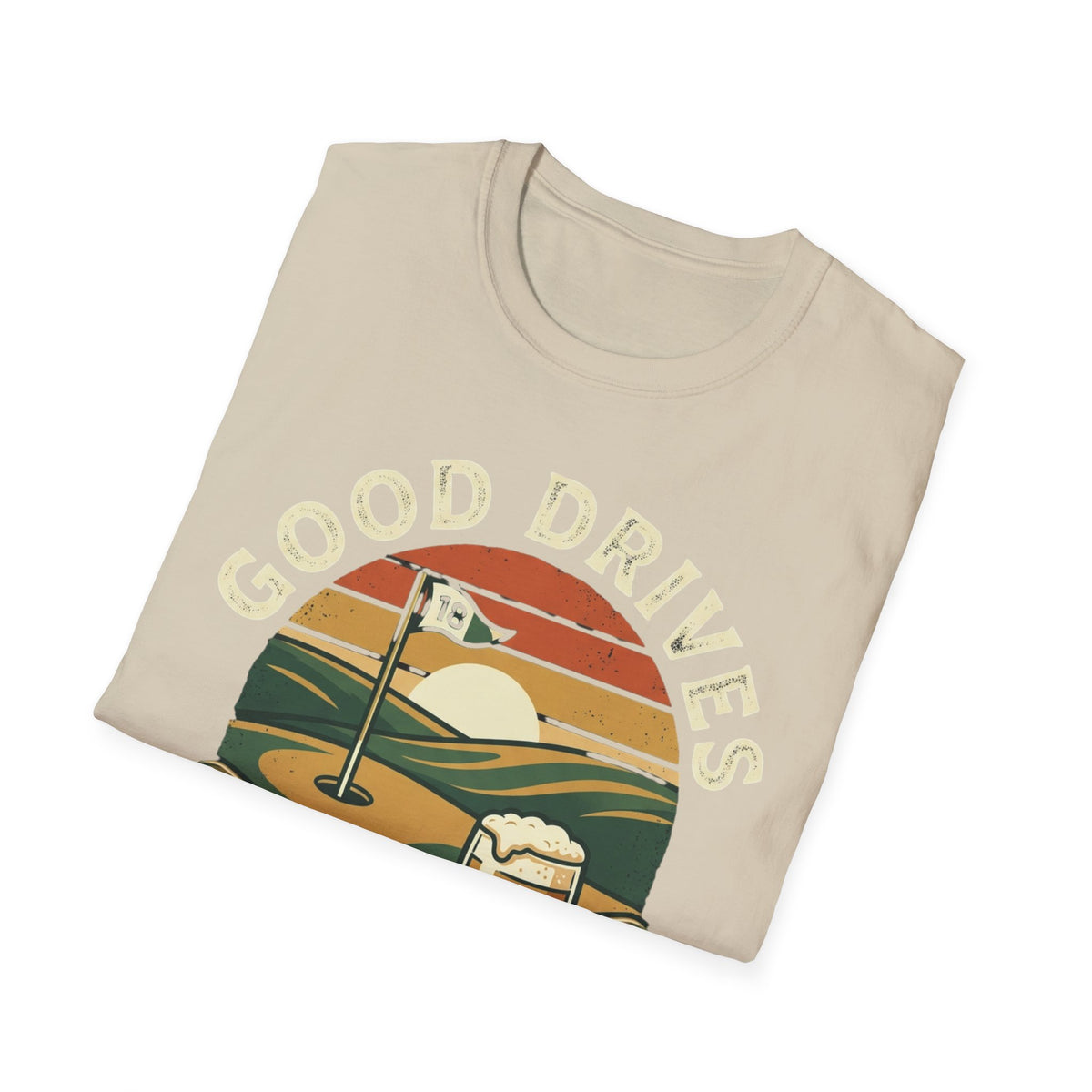 Unisex Softstyle T-Shirt, Good Drives and Cold Pints Shirt, Vintage Golf Beer T-Shirt, Golf Trip Gift