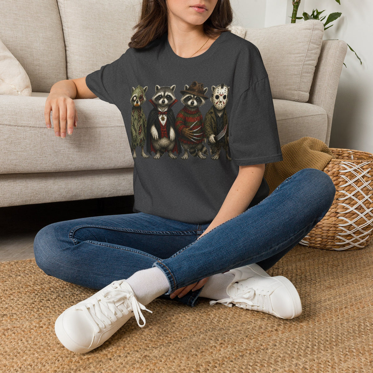 Unisex Softstyle T-Shirt, raccoon halloween