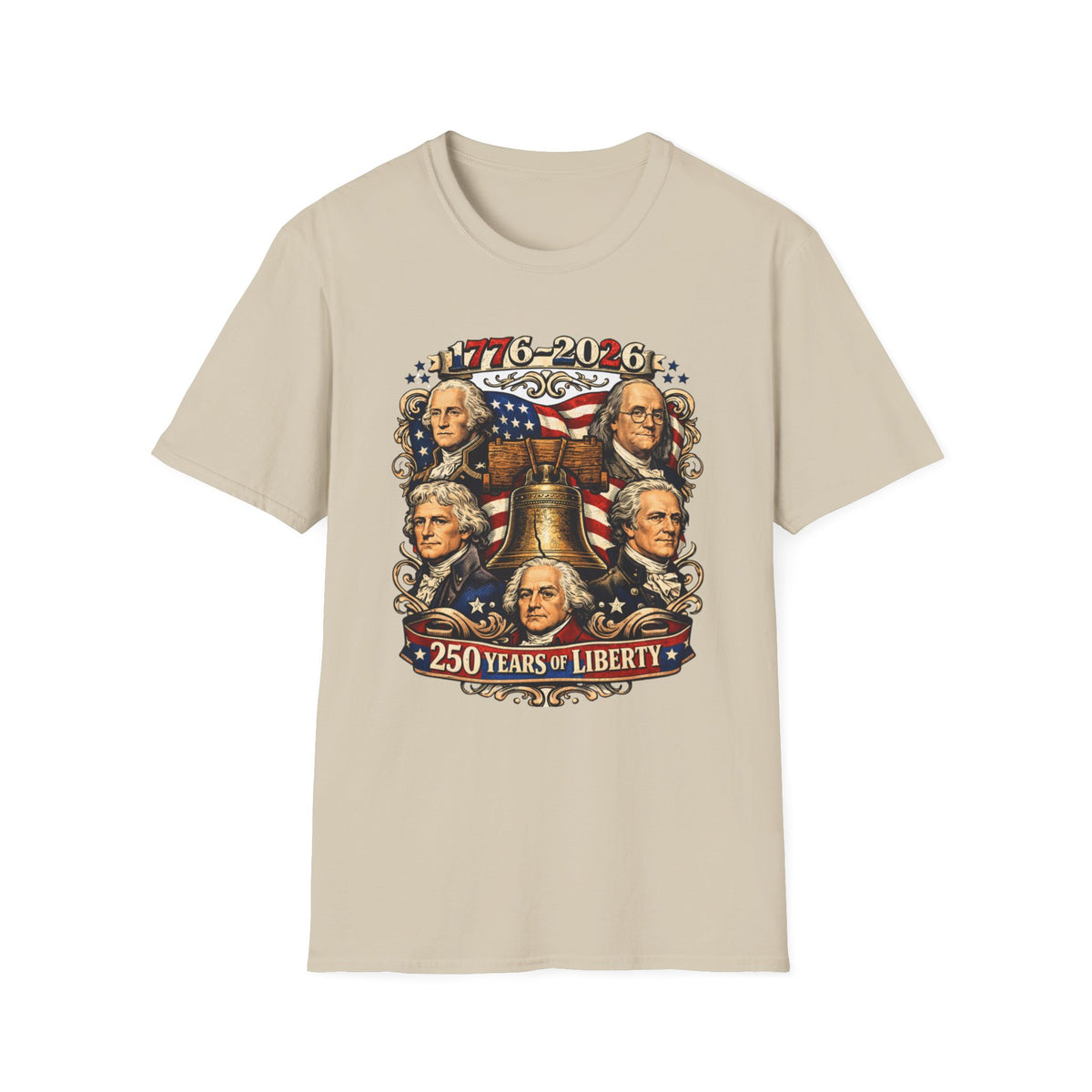 Unisex Softstyle T-Shirt, 250 Years of Liberty Shirt, Founding Fathers Tee, America 1776 2026 Patriotic T-Shirt