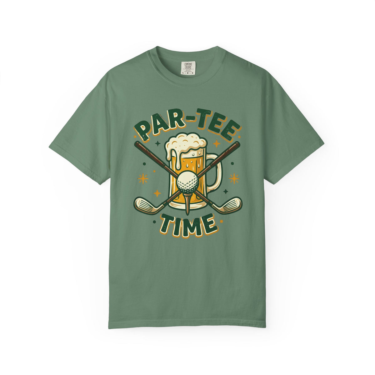 Unisex Garment-Dyed T-shirt, unny Par-Tee Time Golf Beer Shirt, Golf Lover Gift, Drinking and Golfing T-Shirt