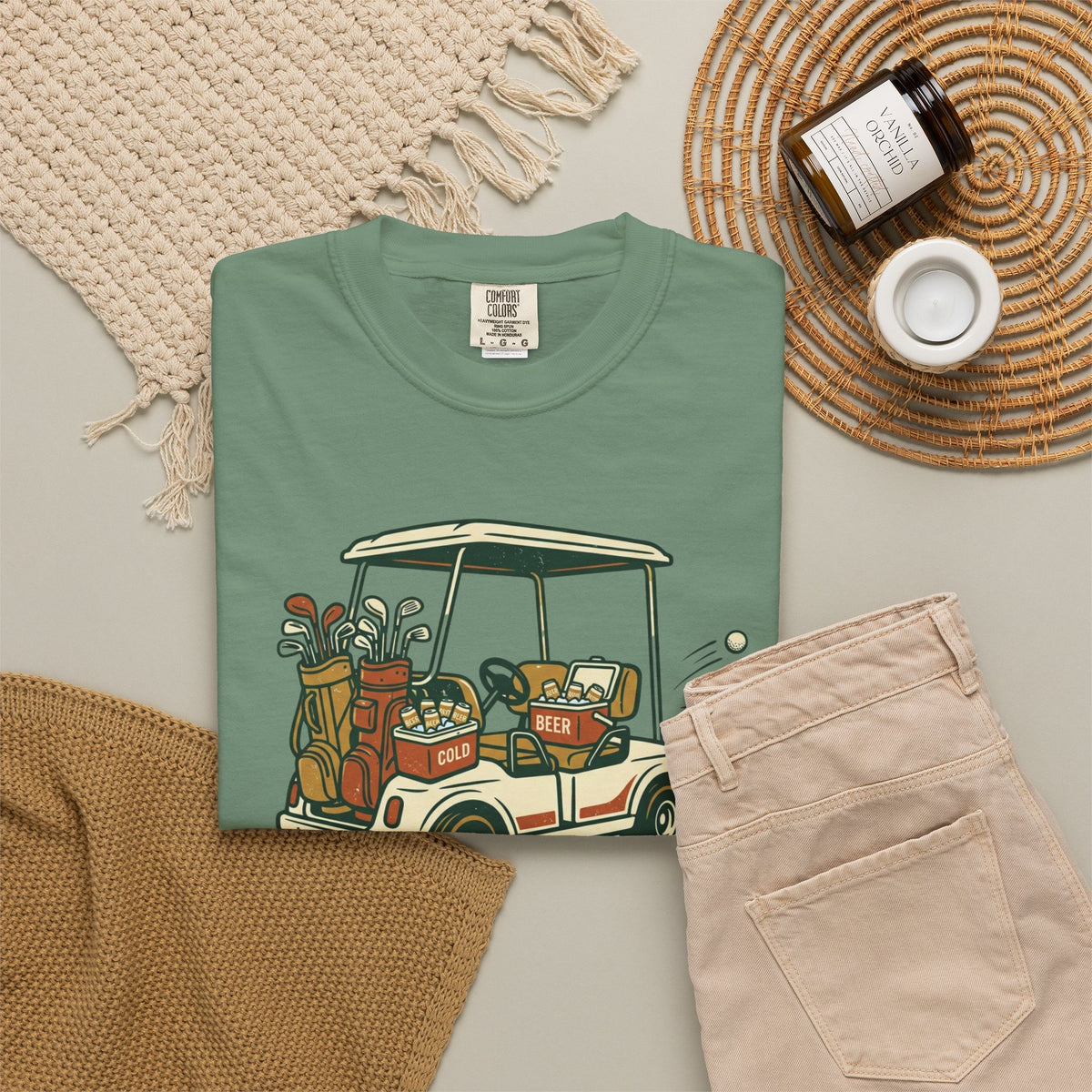 Unisex Garment-Dyed T-shirt, Funny Golf Cart Beer Shirt, My Own Cart My Own Beer, Golfer Gift T-Shirt