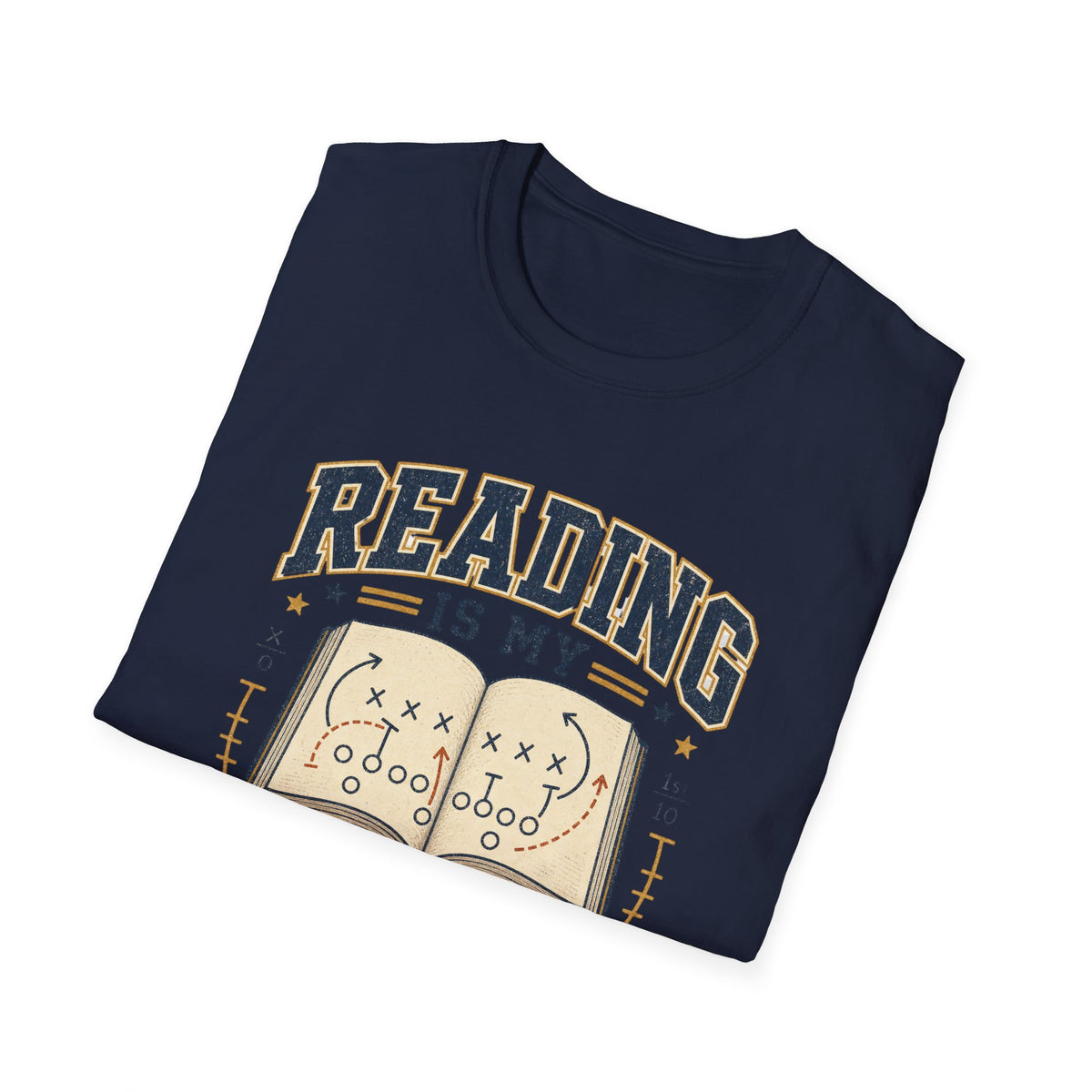 Unisex Softstyle T-Shirt, Reading Is My Playbook Shirt, Varsity Book Lover Tee, Football Coach and Reader Gift