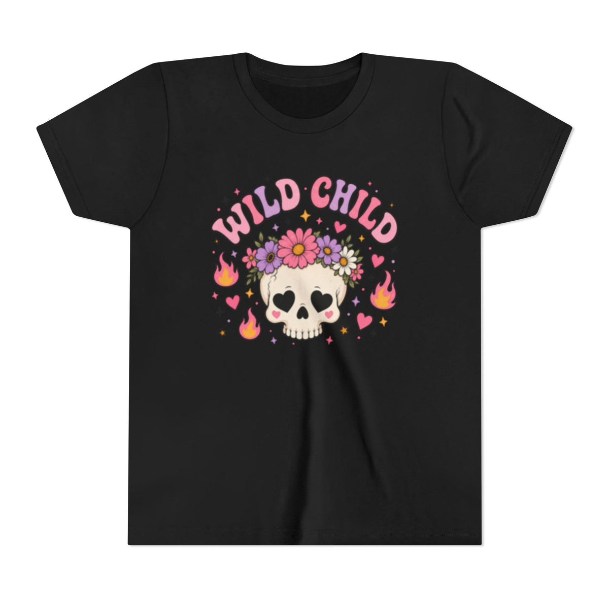 Youth Short Sleeve Tee, wild child skull