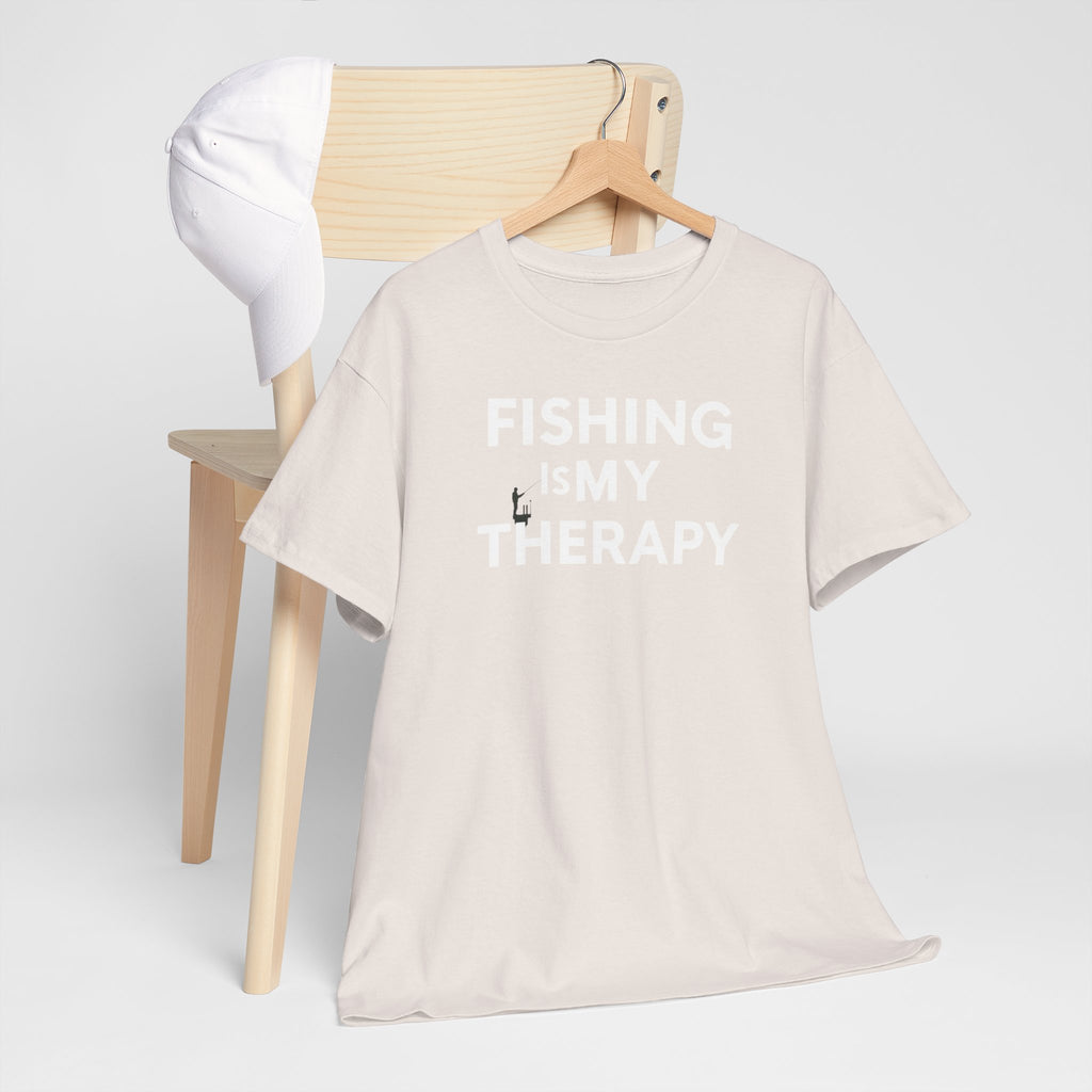 Unisex Heavy Cotton Tee, fishing is my  therapy