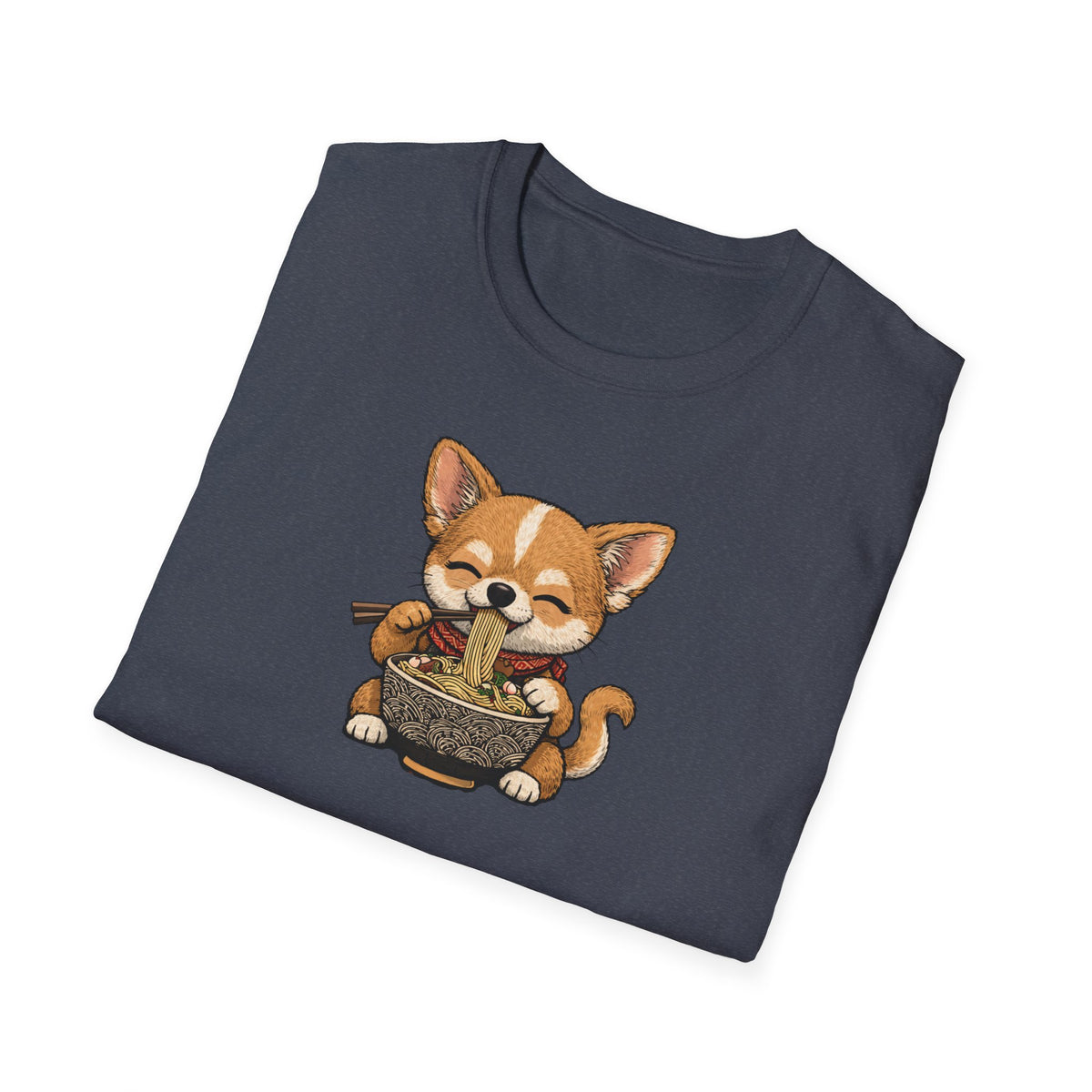 Unisex Softstyle T-Shirt, ramen eating dog