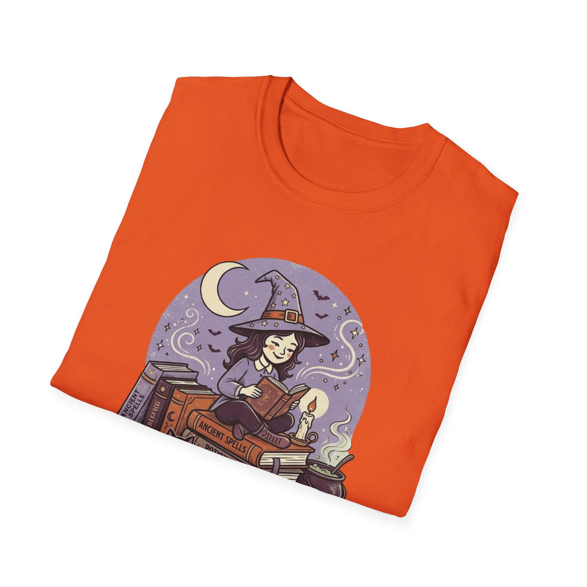 Unisex Softstyle T-Shirt, Witch Reading Halloween Shirt, I'd Rather Be Reading Tee, Witchy Book Lover Shirt, Spooky Season Bookworm Gift