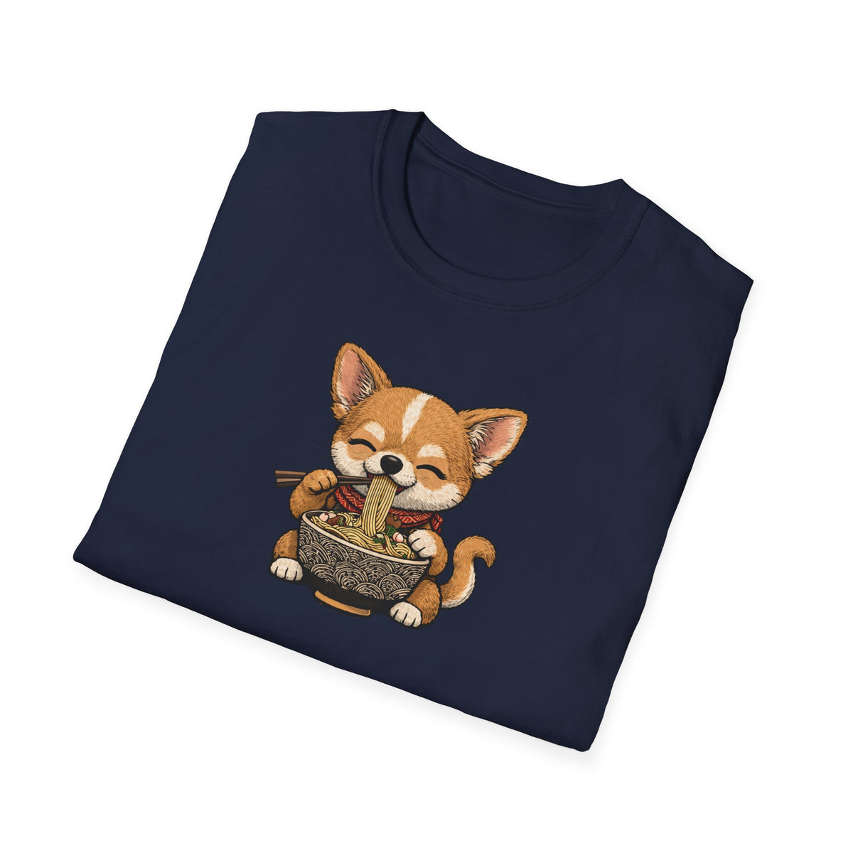 Unisex Softstyle T-Shirt, ramen eating dog