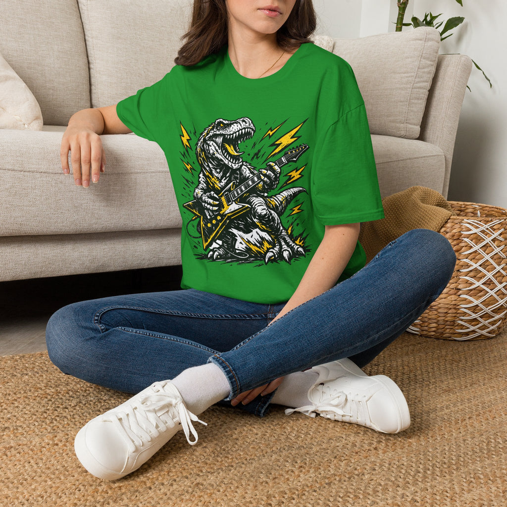 Unisex Softstyle T-Shirt, t-rex playing guitar