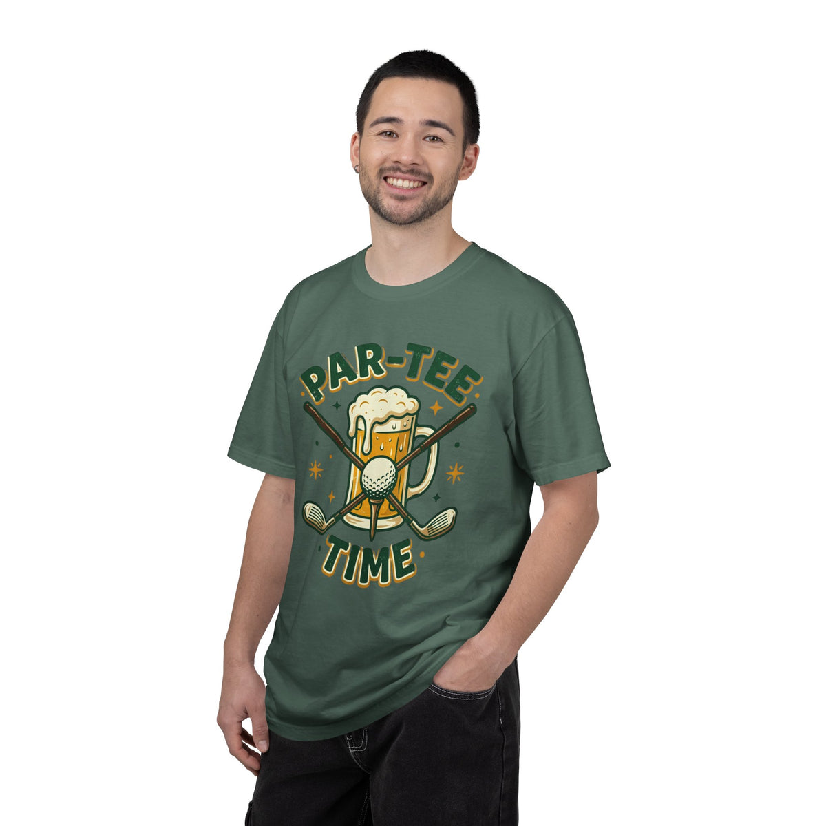 Unisex Garment-Dyed T-shirt, unny Par-Tee Time Golf Beer Shirt, Golf Lover Gift, Drinking and Golfing T-Shirt