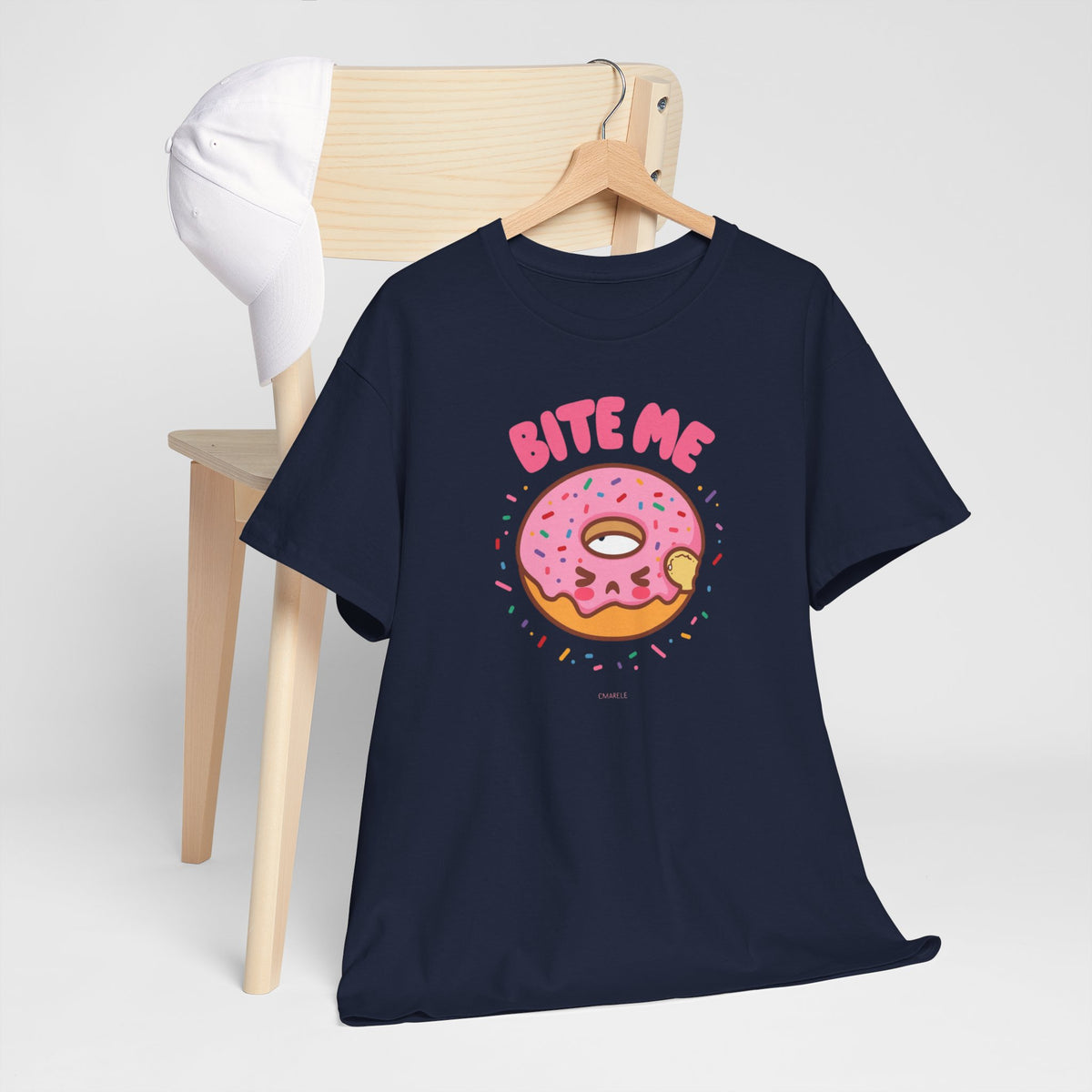 Unisex Heavy Cotton Tee,Bite Me Donut Shirt, Funny Food Tee, Cute Kawaii Donut T-Shirt, Sweet Humor Shirt, Bakery Lover Gift