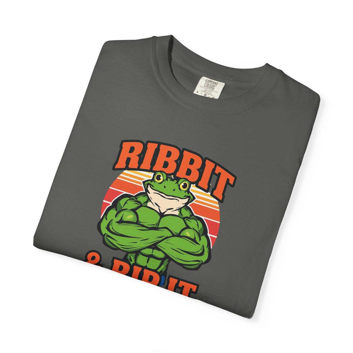 Unisex Garment-Dyed T-shirt,Bodybuilder frog flexing.