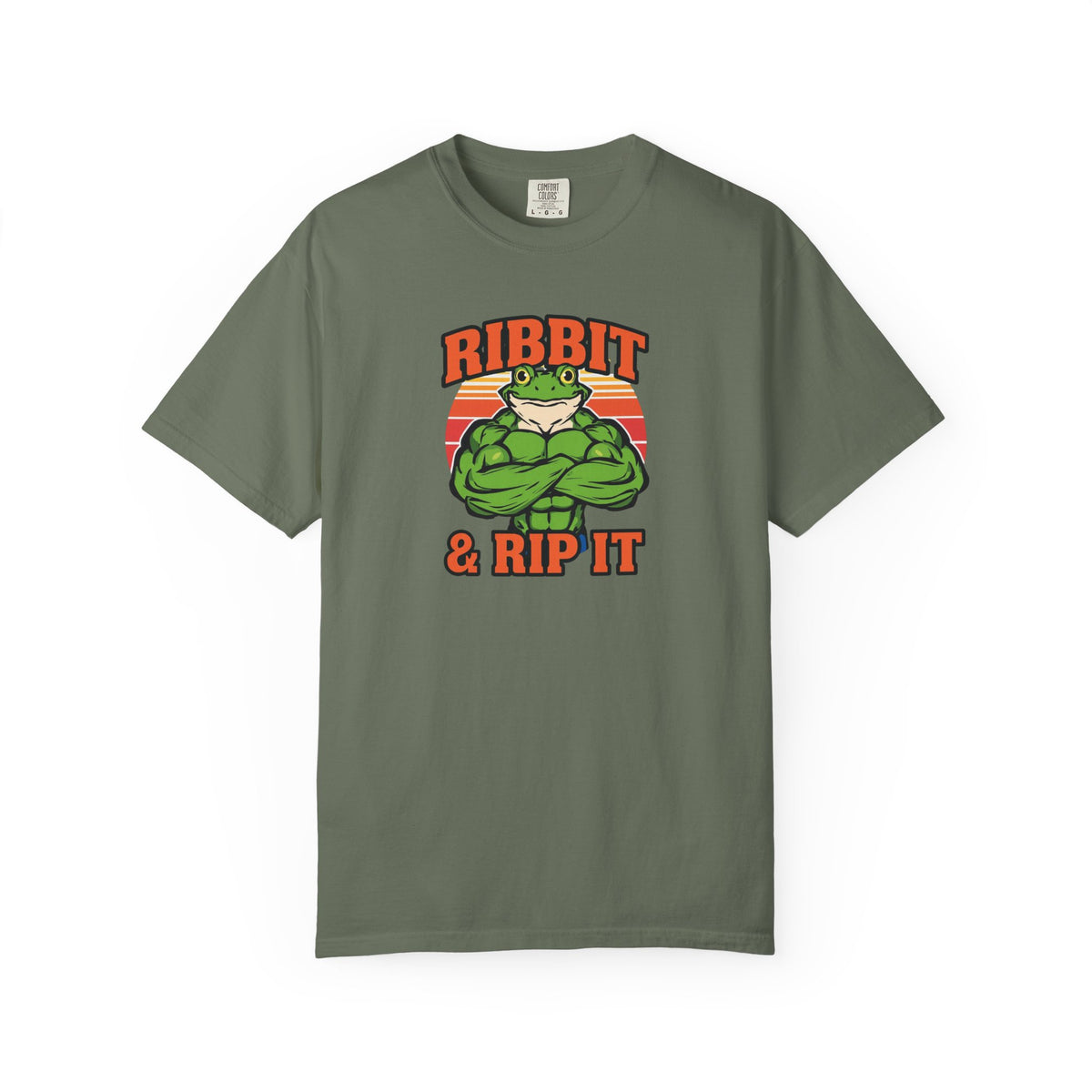 Unisex Garment-Dyed T-shirt,Bodybuilder frog flexing.