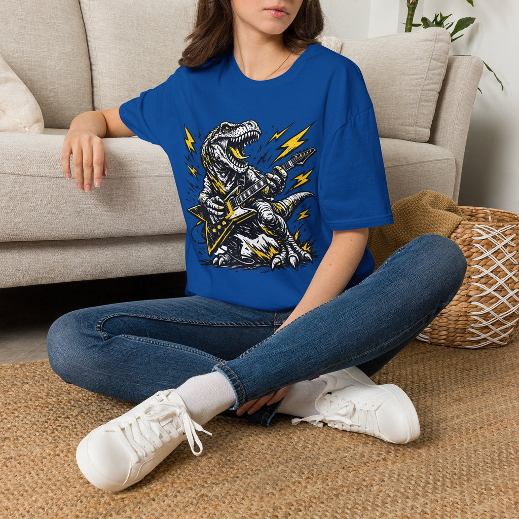 Unisex Softstyle T-Shirt, t-rex playing guitar
