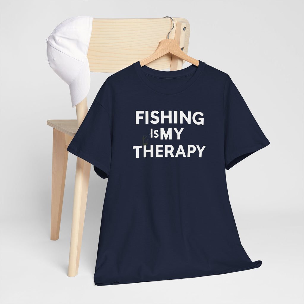 Unisex Heavy Cotton Tee, fishing is my  therapy
