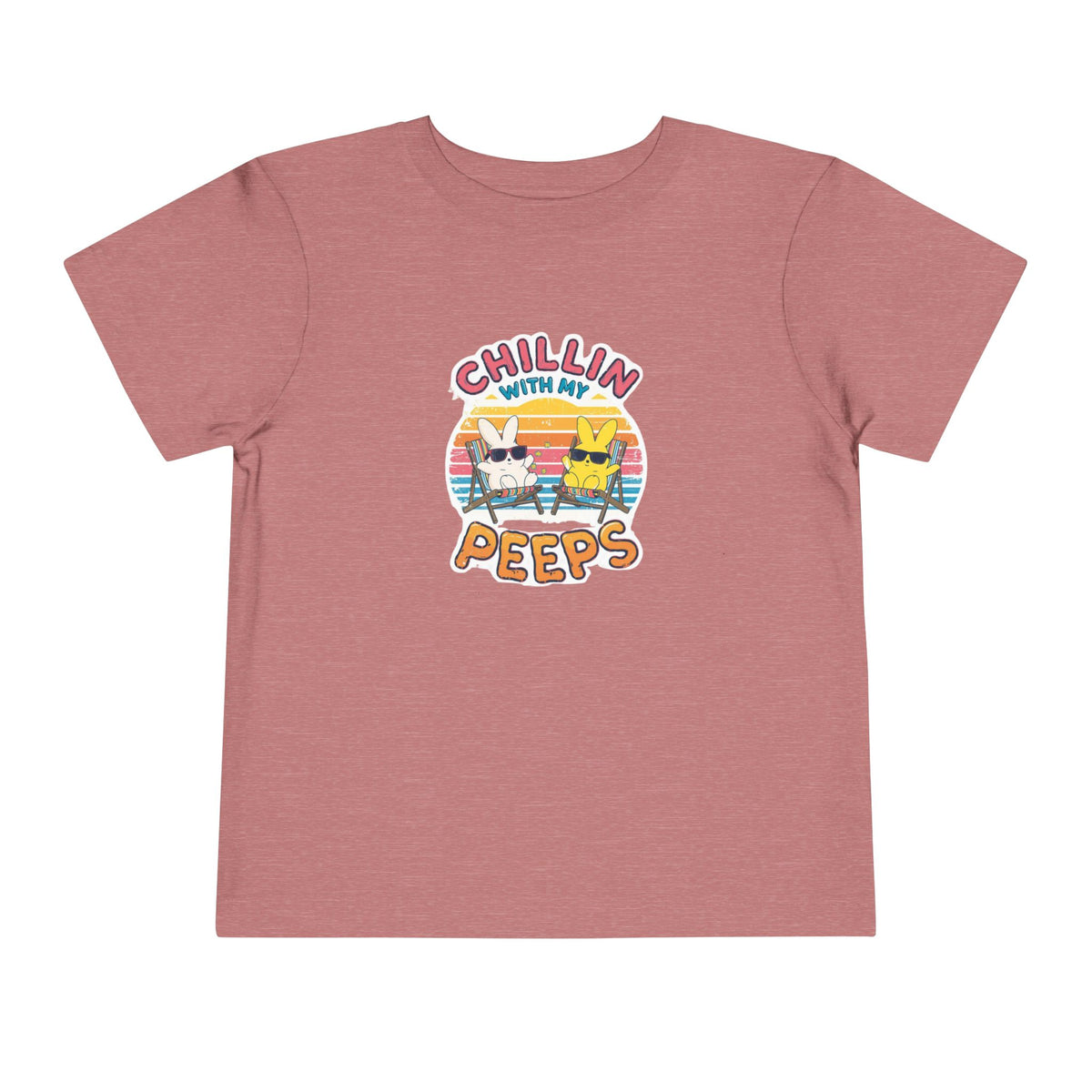 Toddler Short Sleeve Tee,Chillin With My Peeps Shirt, Funny Easter Bunny Shirt, Retro Easter Shirt