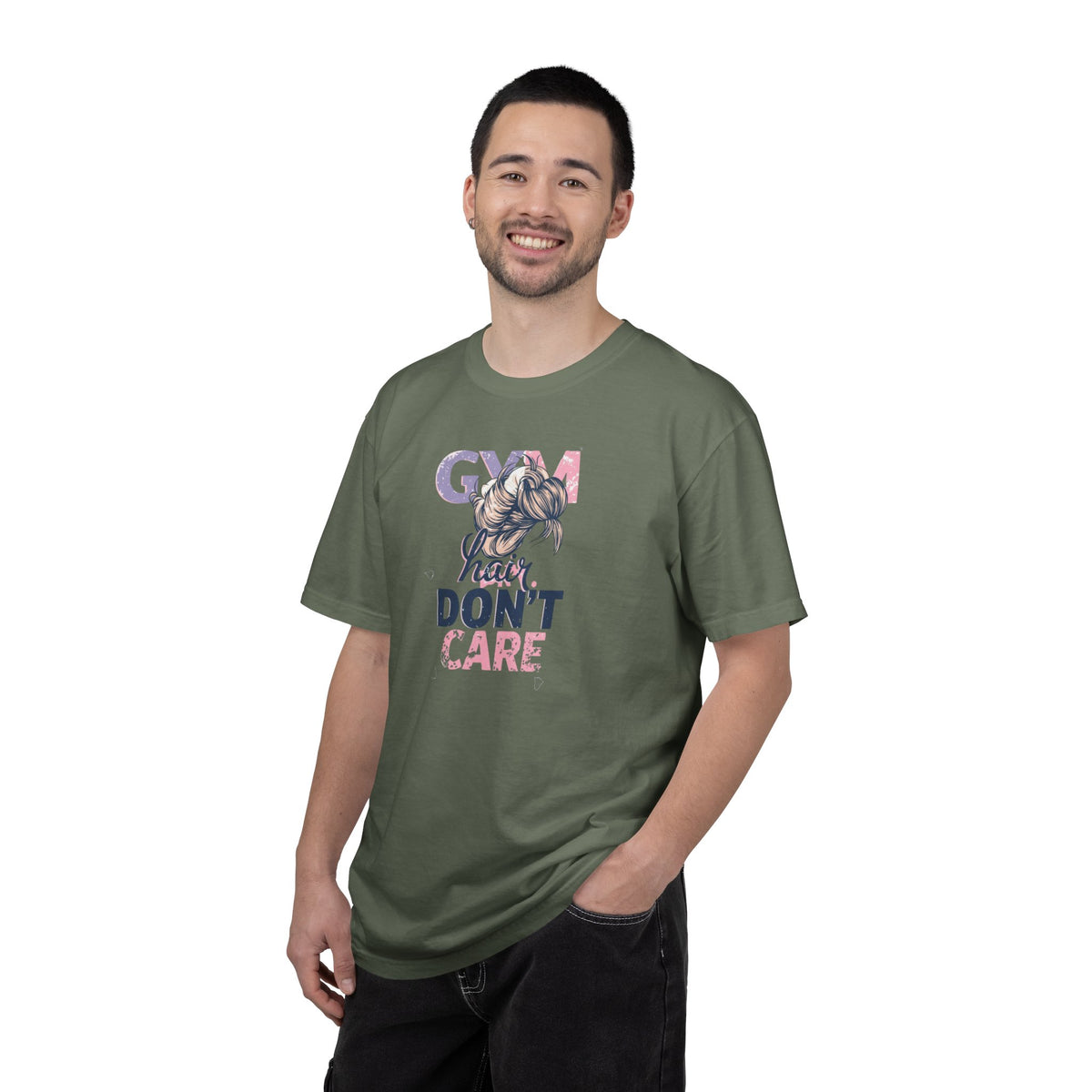 Unisex Garment-Dyed T-shirt,Gym Hair Don’t Care Shirt, Cute Workout Shirt Women, Funny Gym Tee, Messy Bun Fitness Shirt, Comfort Colors Women Gym