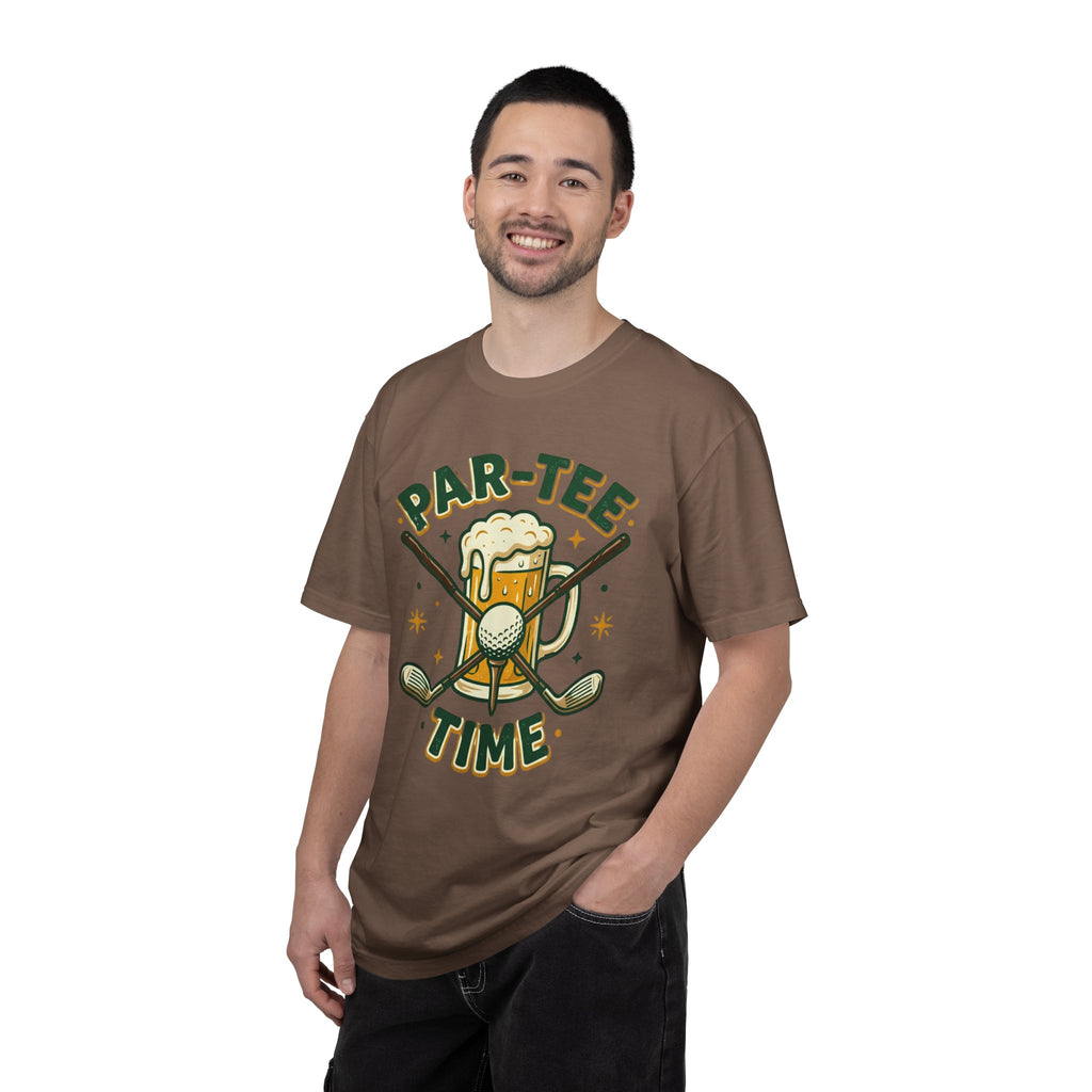 Unisex Garment-Dyed T-shirt, unny Par-Tee Time Golf Beer Shirt, Golf Lover Gift, Drinking and Golfing T-Shirt