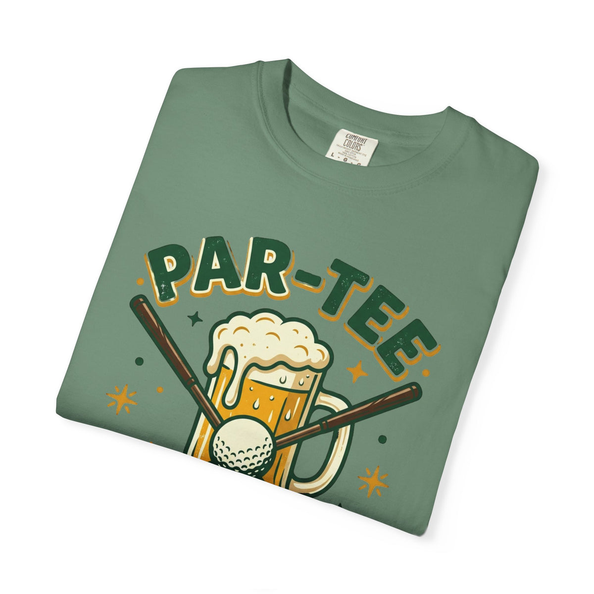 Unisex Garment-Dyed T-shirt, unny Par-Tee Time Golf Beer Shirt, Golf Lover Gift, Drinking and Golfing T-Shirt
