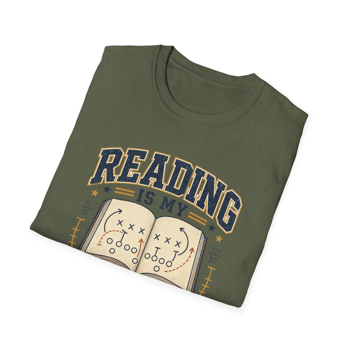 Unisex Softstyle T-Shirt, Reading Is My Playbook Shirt, Varsity Book Lover Tee, Football Coach and Reader Gift