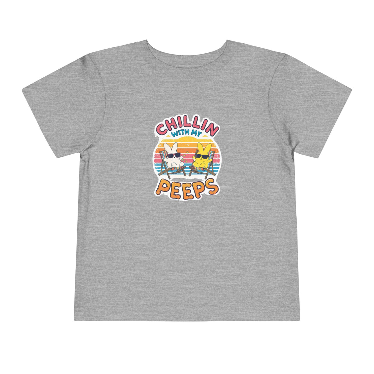 Toddler Short Sleeve Tee,Chillin With My Peeps Shirt, Funny Easter Bunny Shirt, Retro Easter Shirt