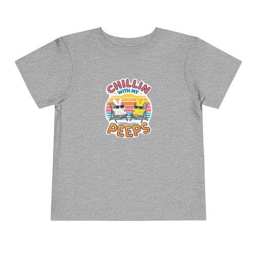 Toddler Short Sleeve Tee,Chillin With My Peeps Shirt, Funny Easter Bunny Shirt, Retro Easter Shirt